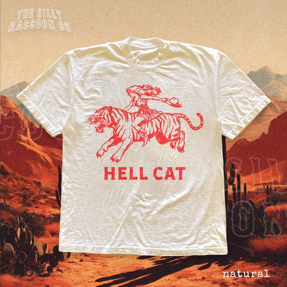 Vintage Cowgirl Hell Cat T-Shirt - Retro Cowgirl Western Shirt - Aesthetic Tee - Tiger Shirt - Funny Trendy Shirt - Gift for Her or Him
