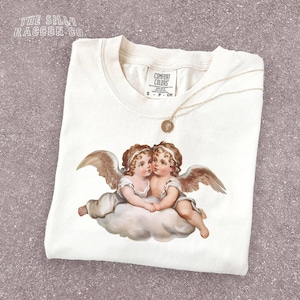 Renaissance Art Women&#39;s Tee, Vintage Cherub Shirt, Y2K Shirt, Softgirl Aesthetic, Romantic Retro Angel Top, Coquette Angelcore Gift