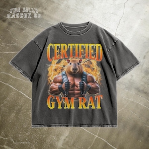 Funny Capybara Gym T-Shirt Certified Gym Rat Lifting Shirt for Men Women Animal Meme Workout Shirt Vintage Fitness Sarcastic Tee