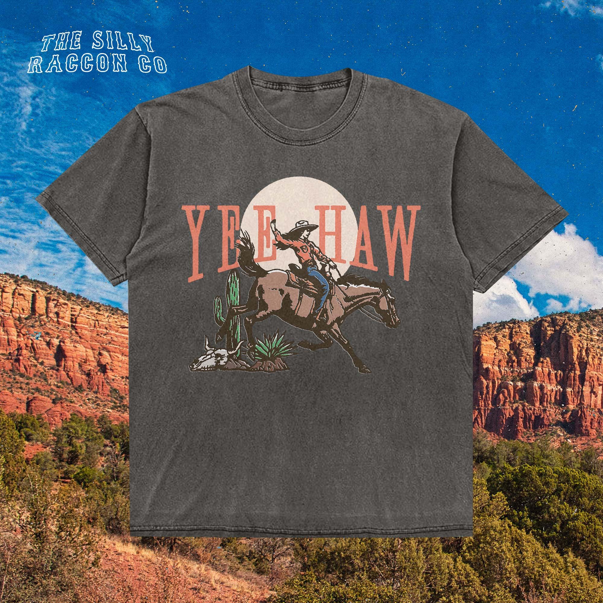 Vintage Yeehaw Cowgirl Graphic T-shirt - Retro Cowboy Western