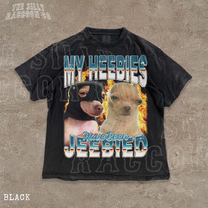レトロミームTシャツ、My Heebies Have Been Jeebied、面白い犬のグラフィックTシャツ、皮肉なユーモアトップス、ミレニアル世代Z世代へのギフト、ユニセックスウィアードコア Black