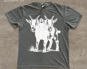 Two Headed Goat Shirt, Vintage Oddity Tee, Dark Academia, Goblincore, Cryptidcore Clothing, Strange Animal Gift for Men Women Unisex T-shirt
