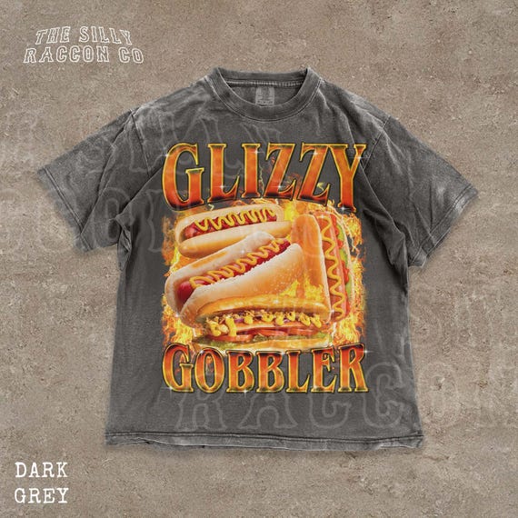 Glizzy Gobbler Faded Shirt, Funny Meme Tee for Men Women, Vintage Hot Dog T-Shirt, Weirdcore Gen Z Top, Funny Foodie Gift for Him