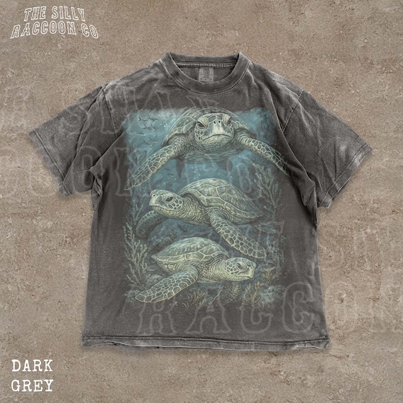 Vintage 90s Sea Turtle Graphic Tee: Comfort Colors® Ditressed Shirt for Men Women