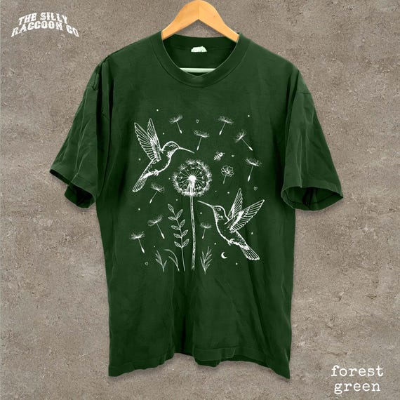 Dandelion Hummingbird Shirt Botanical Cottagecore Tee Nature Lovers Gift For Her Vintage Bird Mom Wildflower Graphic Top Unisex