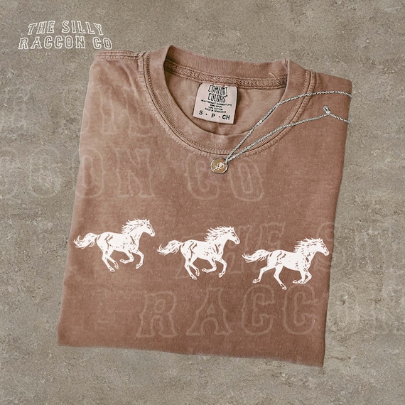 Vintage Horse Shirt for Men Women, Linocut Western Graphic Tee, Comfort Colors® Cowboy T-shirt, Y2K Aesthetic,   Equestrian Gift