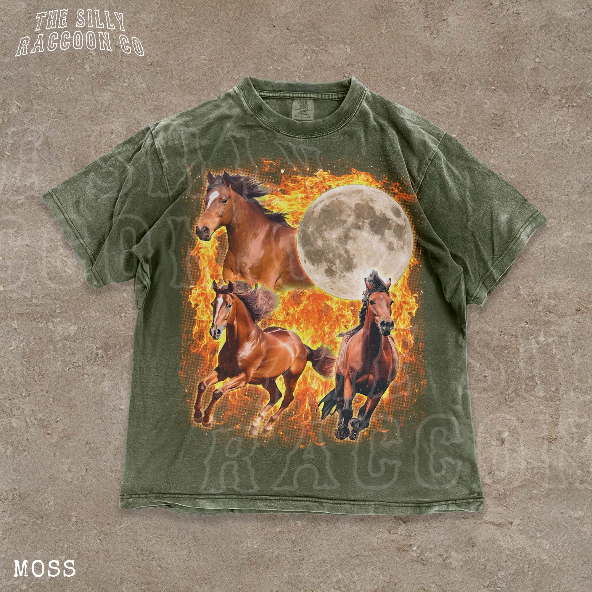 Y2K Wild Horse T-shirt | Fire Stallion Graphic Tee | Moonlit