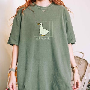 Vintage Silly Goose Tee | Minimalist Meme Graphic Shirt | Cottagecore Aesthetic Tee | Funny Animal Shirt | Duck Lover Gift image 2