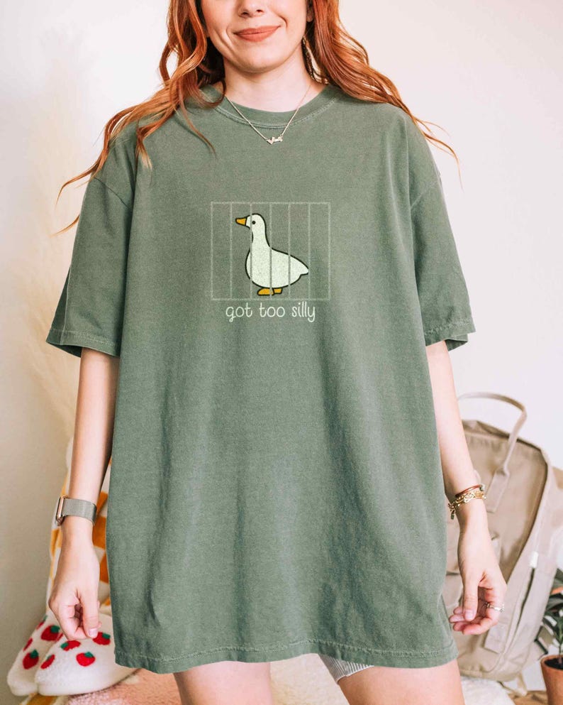 Vintage Silly Goose Tee | Minimalist Meme Graphic Shirt | Cottagecore Aesthetic Tee | Funny Animal Shirt | Duck Lover Gift image 2