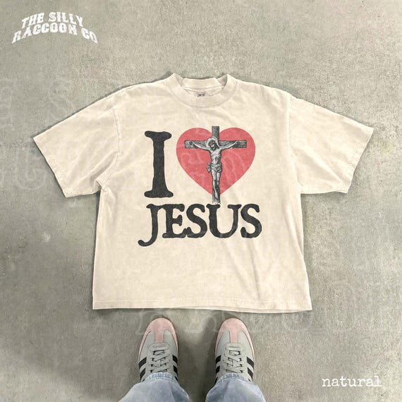 I Love Jesus Crucifix Tee: Retro Faith Streetwear Graphic Shirt