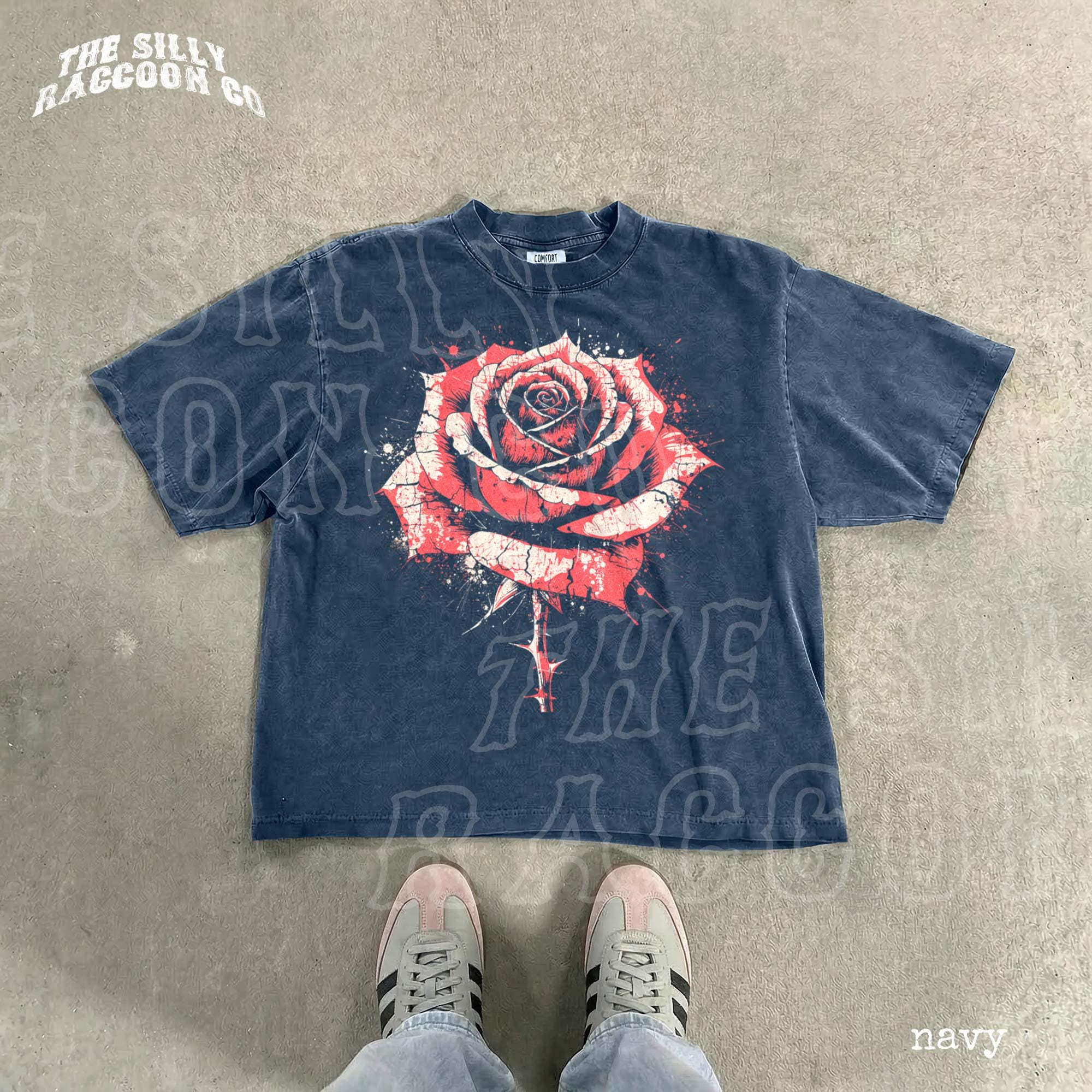 Grunge Rose Shirt Tattoo Art Floral Graphic Tee Edgy Alternative