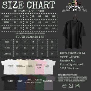 the size chart for a t - shirt