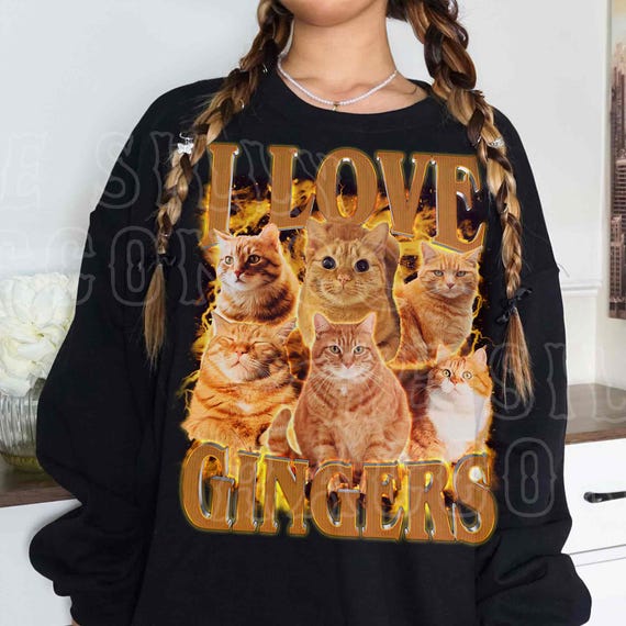 I Love Gingers Shirt, Funny Orange Cat Tee, Retro Y2K Unisex T