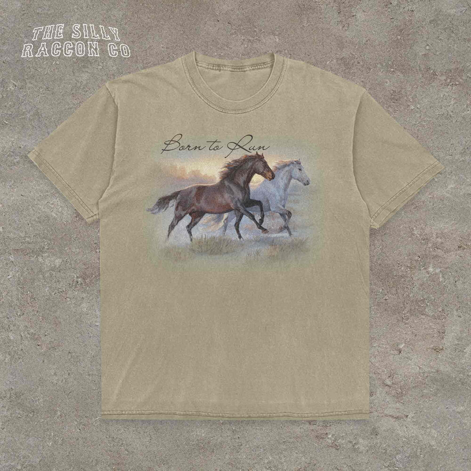 Wild Horses Graphic Tee, Born to Run Horse Shirt, Spirit Animal