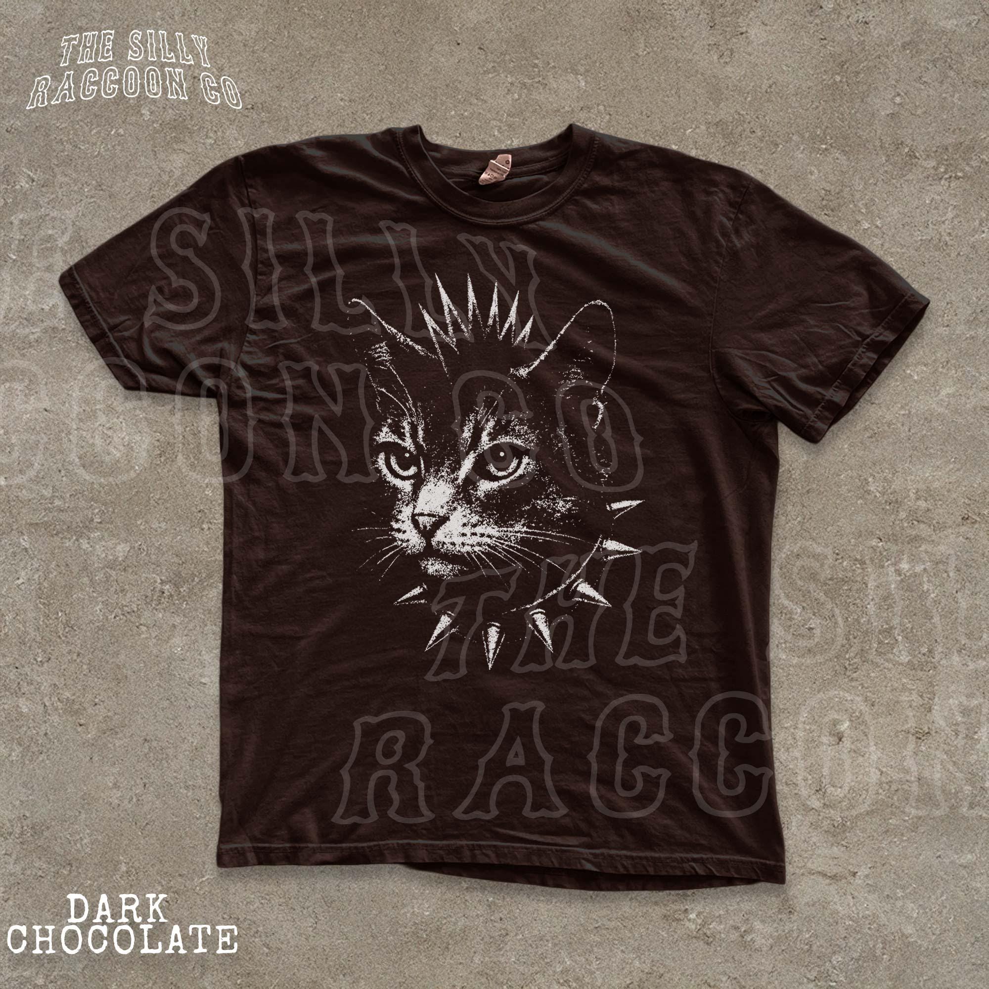 パンク猫シャツ メンズ レディース ゴス猫Tシャツ ヴィンテージ