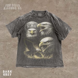 T-Shirt Homme Gildan - Motif Skeleton Guitarist & Eagle - 100% Coton - Coupe Loose - Fabriqué Aux USA - Neuf Sans Étiquettes