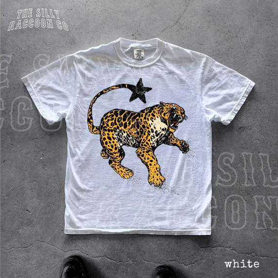 Retro Jaguar Graphic Shirt Vintage Bootleg Big Cat Tee Star Wildlife Animal 90s Streetwear Gift