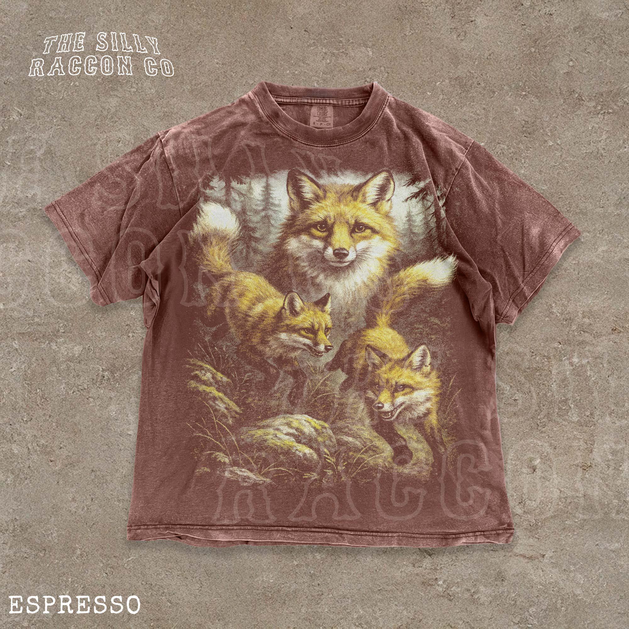 Vintage Fox Washed Shirt, Retro 90s Wildlife Graphic Tee for Men