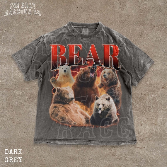 Vintage Grizzly Bear Graphic Shirt Oversized Retro 90s Polar Bear Tee