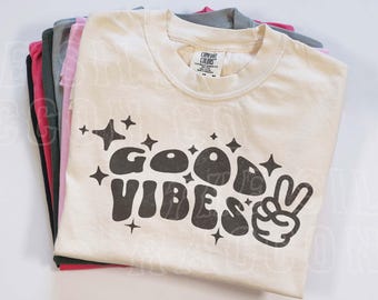 Good Vibes Retro T-Shirt, Vintage Peace Sign Graphic Tee, Positive Energy Shirt, Groovy 70s Shirt, Hippie Shirt, Boho Shirt, Funny Gift