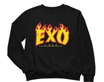 EXO Flame Hoodie Aesthetic Clothing Korean Boyband Exo Chanyeol Exo Baekhyun Kpop Hoodie Exo love Kpop Merch Exo Sweatshirt