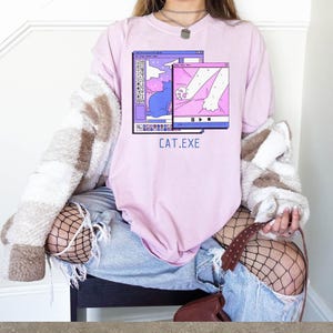 Pastel Goth Y2K Cat T-shirt Vaporwave Clothing 90s Retro Graphic Tee for Women Men Unisex Aesthetic Shirt Kawaii Gift for Her Him