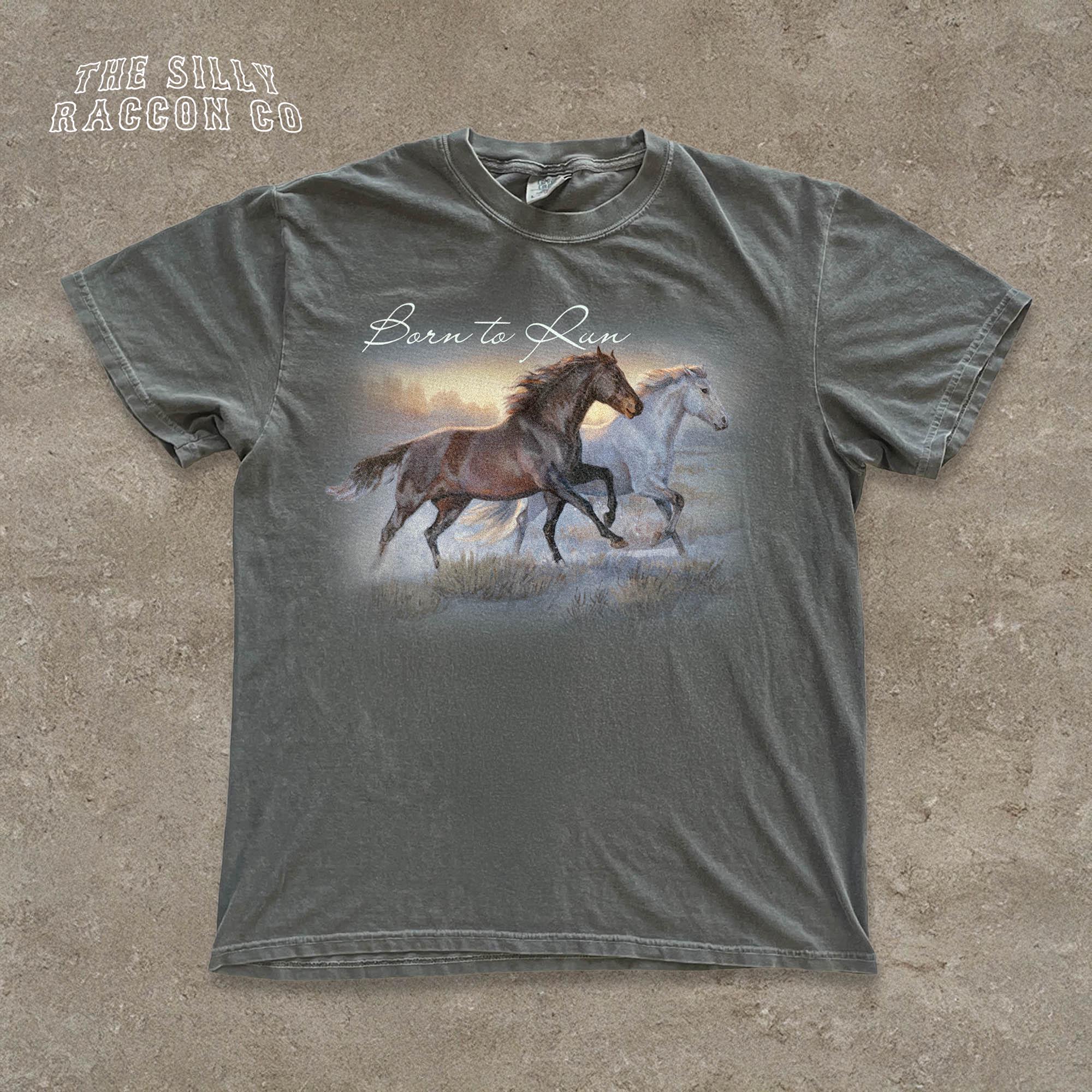 Wild Horses Graphic Tee, Born to Run Horse Shirt, Spirit Animal