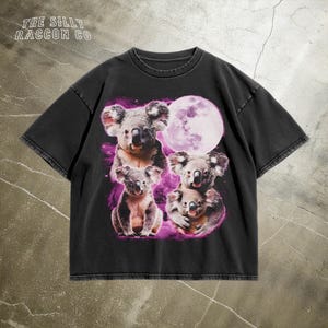 Koala Moonlight Retro 90s T-Shirt | Moon Y2K Graphic Tee | Cosmic Animal Shirt | Koala Space Tee | Nature Wildlife Oversized Tee
