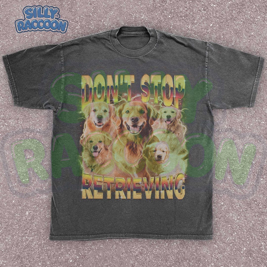 T-Shirt Humour Chien 'Don't Stop Retrieving' – Golden Retriever – Bleu Taille L – Occasion