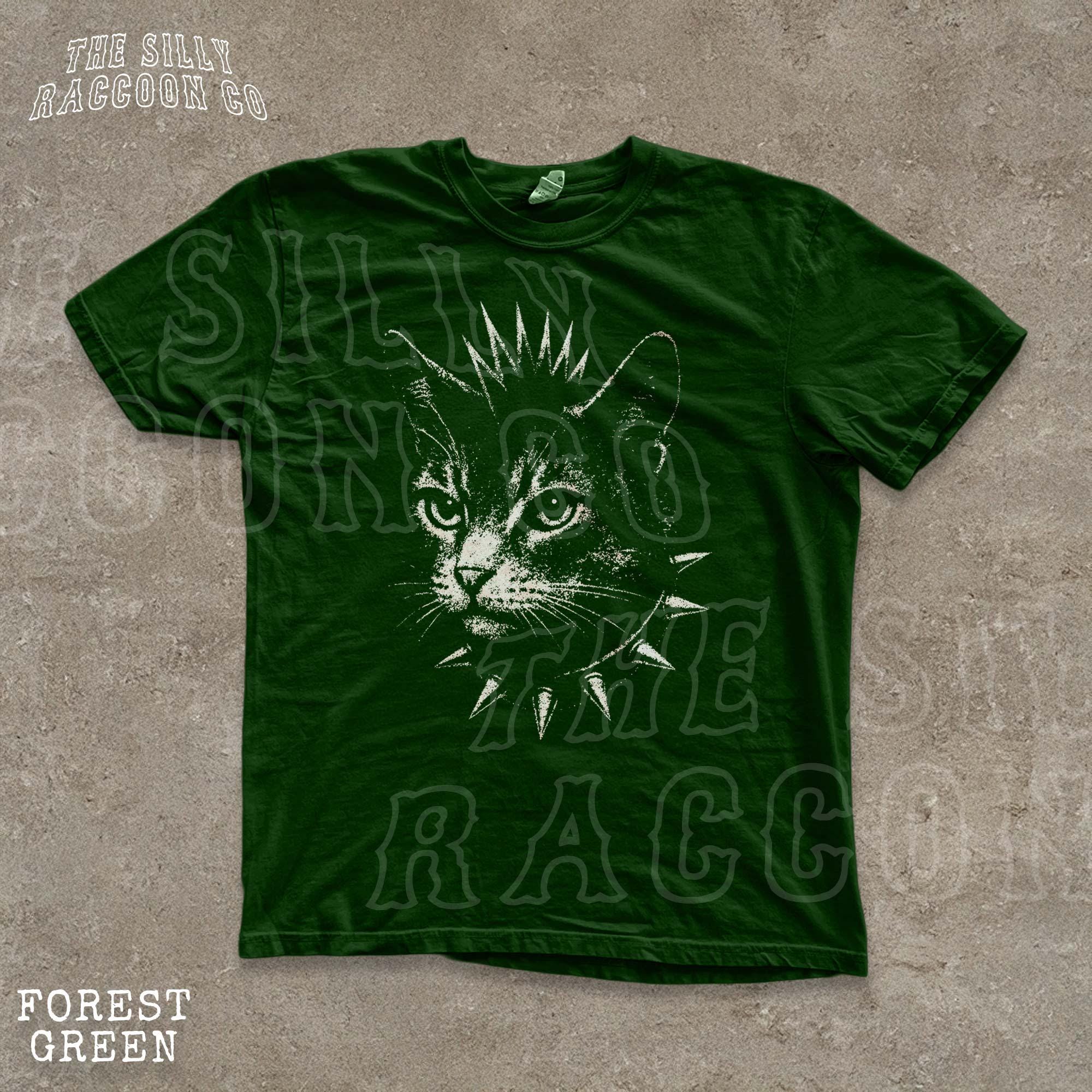 Punk Cat Shirt for Men Women Goth Cat Tee Vintage Rocker T-shirt