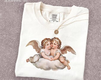 Renaissance Art Women's Tee, Vintage Cherub Shirt, Y2K Shirt, Softgirl Aesthetic, Romantic Retro Angel Top, Coquette Angelcore Gift
