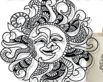 Download Moon Zentangle Etsy