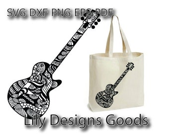 Download Zentangle Guitar Svg Etsy