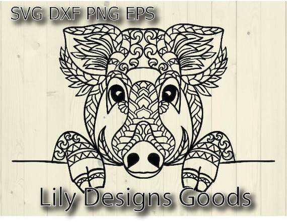 Download Pig Zentangle Svg Baby Animal Floral Head Flower Farm Mandala Etsy