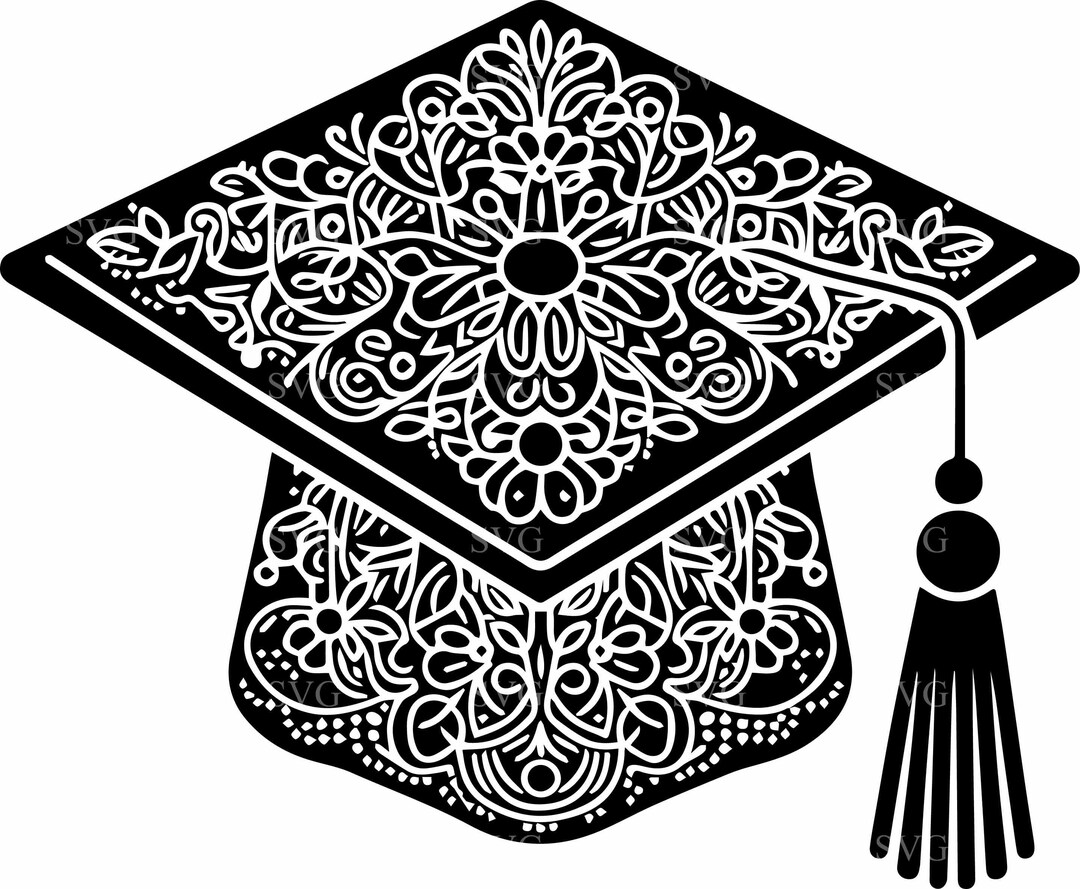 Graduation Cap SVG, 4 Mandala Grad Hat Cut File, Class of 2025 Clipart ...