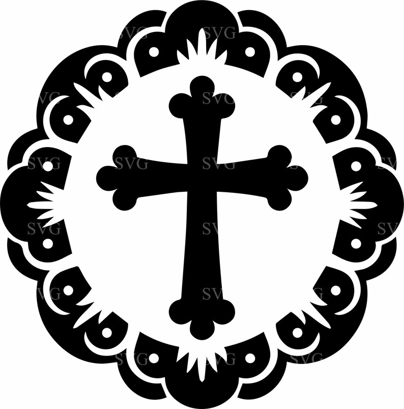 5 Circular Cross SVG Cut File, Elegant Flourish Border (digital Files ...