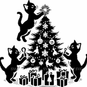8 Christmas Kittens Clipart – Festive Cats SVG Cut File (Digital Download)