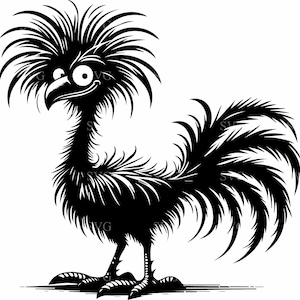 Coq original SVG - 4 drôles de silhouette de coq debout avec des plumes bouclées - fichier de coupe artisanat animaux de la ferme