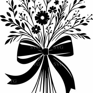 6 Buquês de Flores Silvestres SVG | Arquivo de Corte para Arranjo Floral | Silhueta Inspirada na Natureza para Cricut
