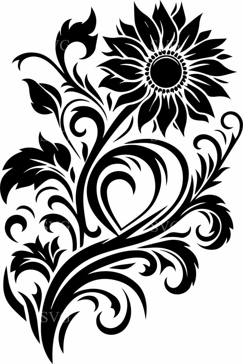 8 Sunflower Heart SVG Cut File – Floral Love Design for Cricut, Summer ...