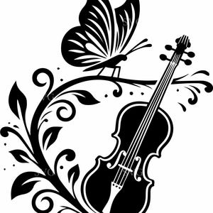 8 oeuvres d'art pour violon papillon - 8 fichiers de musique SVG - Design cricut élégant pour les amateurs de violon, idées de tatouage, décoration et travaux manuels de scrapbooking