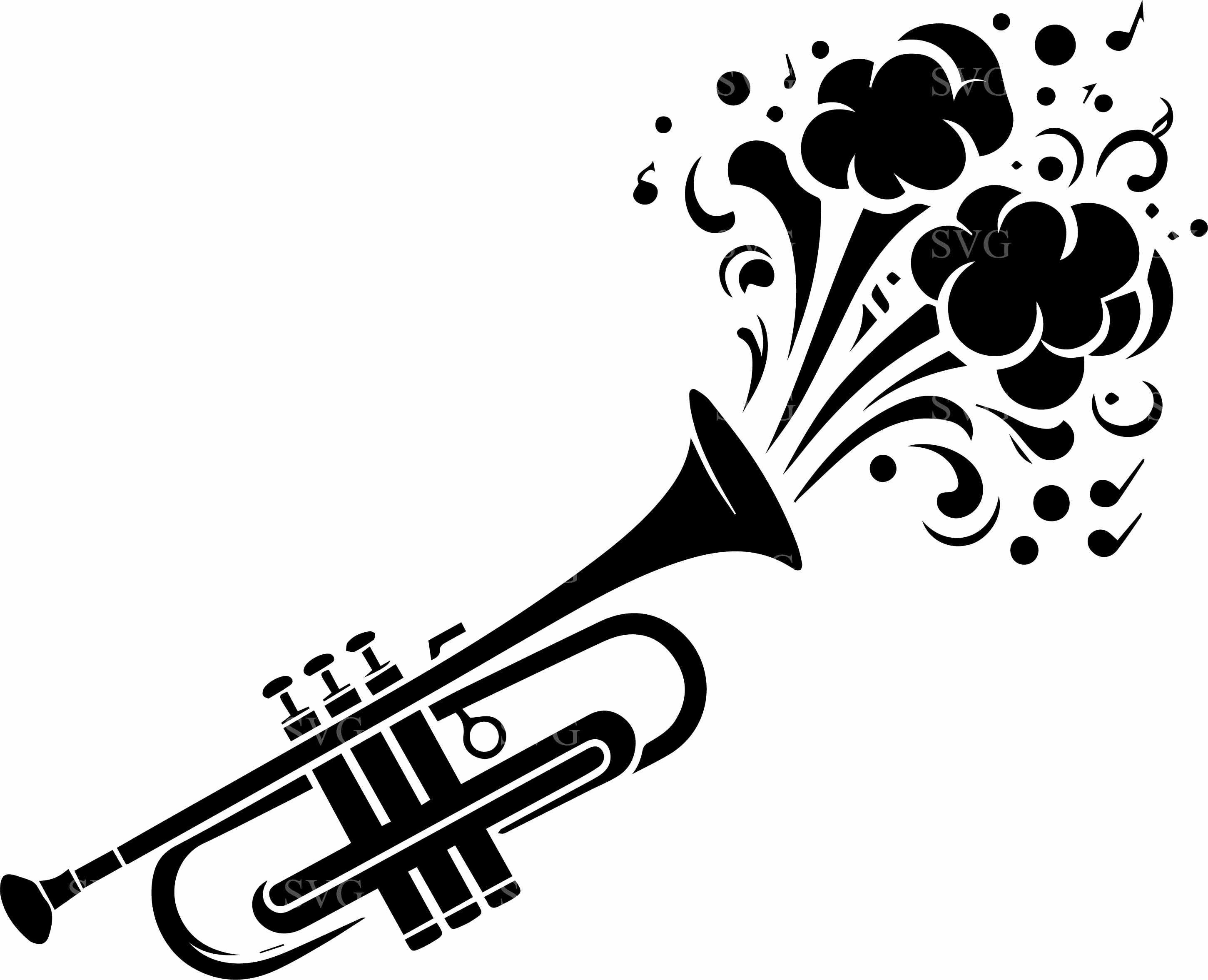 5 Trumpet SVG Cut File | Music Instrument Silhouette | Brass Band Jazz Clipart for Cricut