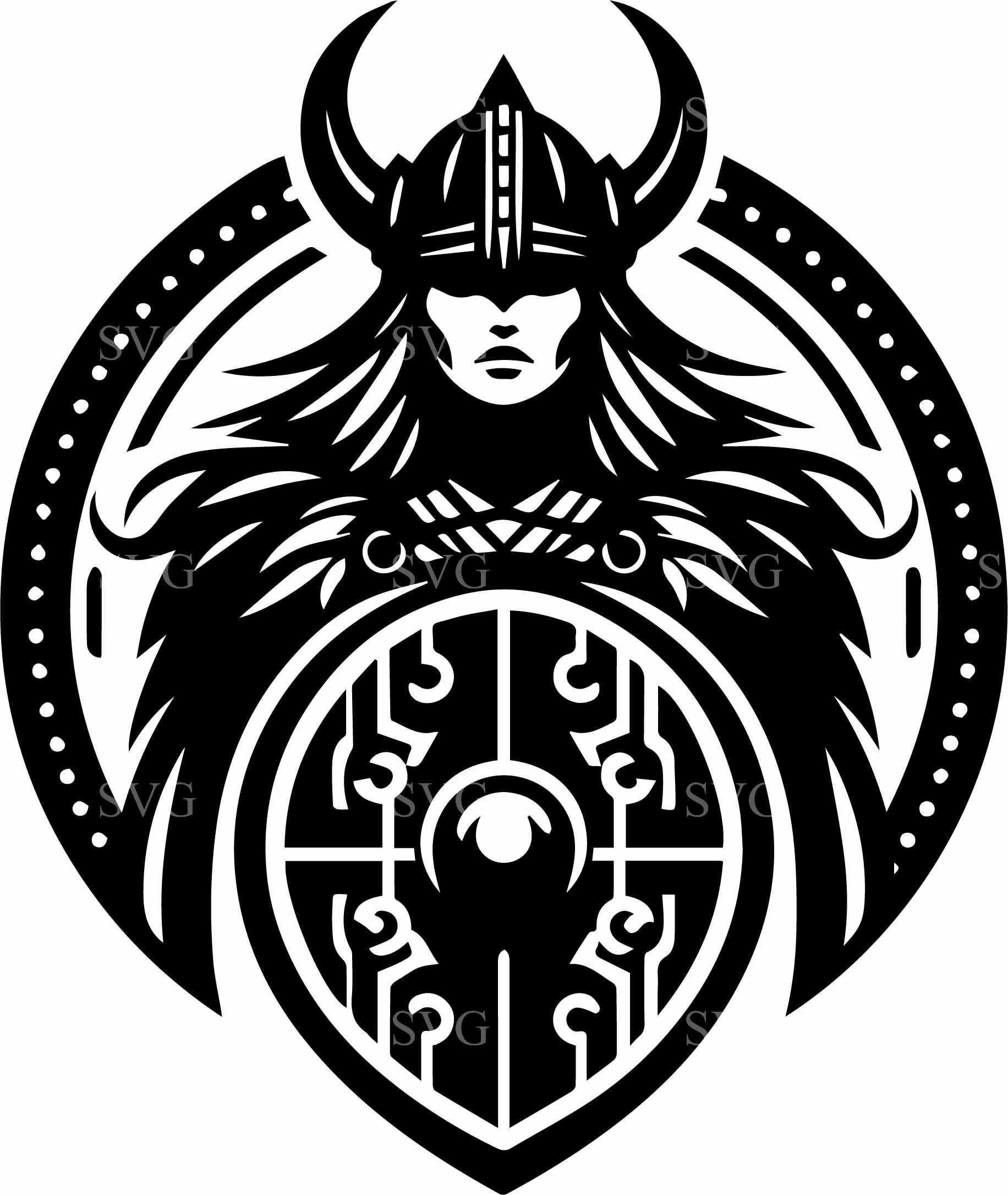 Viking Woman SVG 7 Cut File - Warrior Shield Maiden Design - Norse ...
