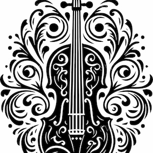8 Violon tourbillonnant SVG - 8 fichiers musicaux ornés - Conception Cricut pour une décoration classique, un tatouage élégant, des cadeaux pour musiciens et de l'artisanat