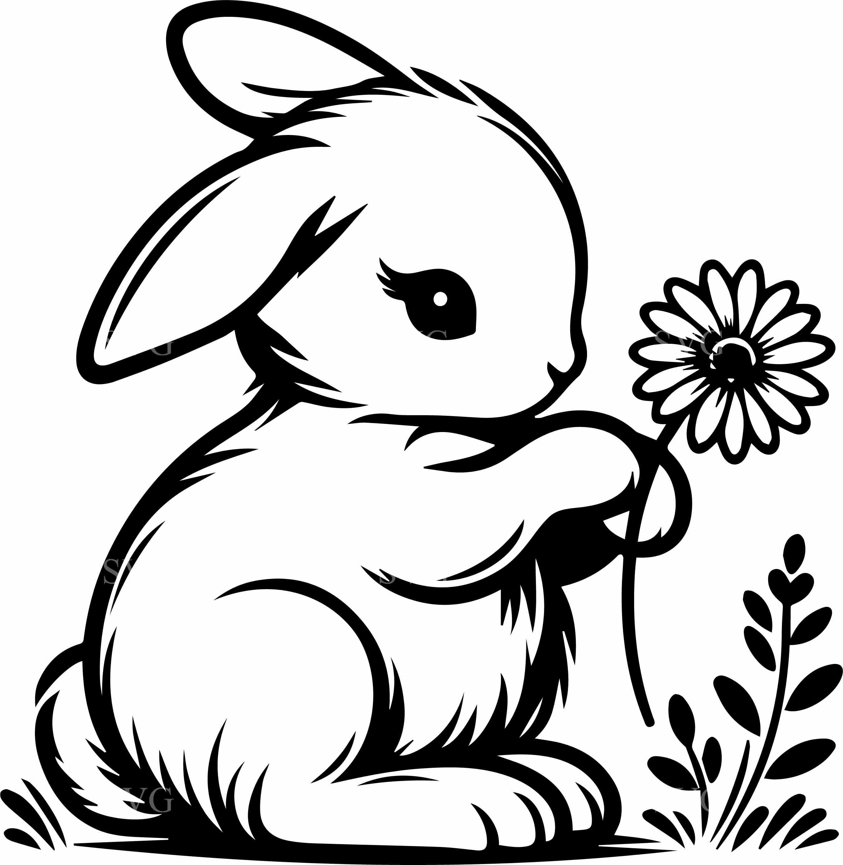 8 Flower Bunny SVG – Spring Rabbit Cut File for Cricut, Kids Craft ...