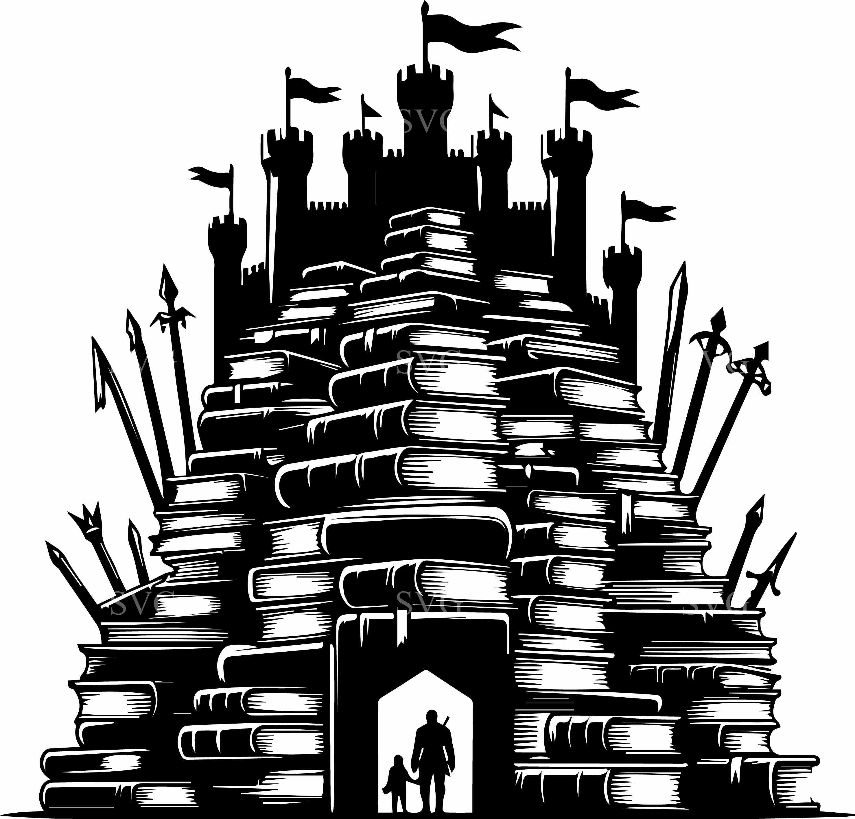 7 Book Castle SVG – Medieval Library Fortress Cut File - Etsy