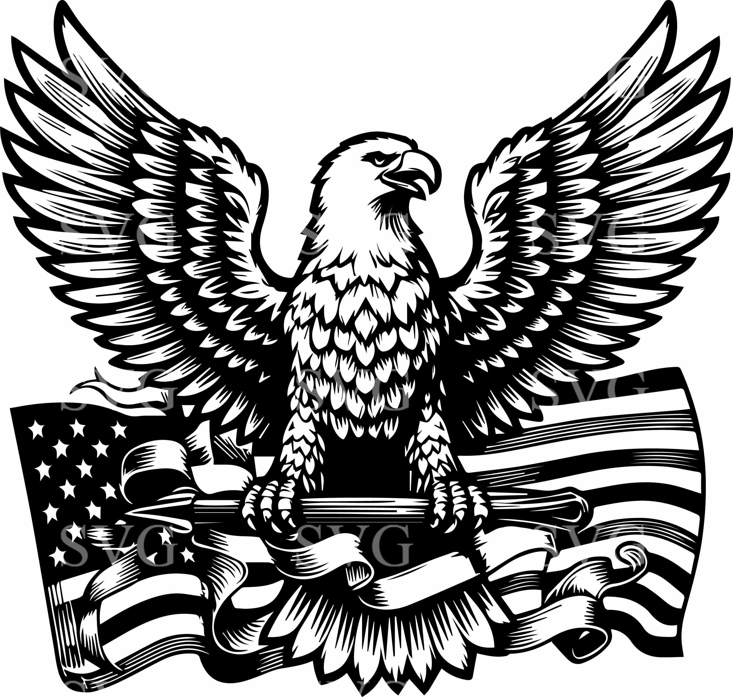 4 American Svg Eagle SVG 4 Cut File | Bald Eagle With Flag Clipart for ...