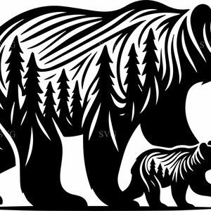 5 Bear and Cub SVG Cut File, 5 Forest Silhouette Bear Design, Nature Wildlife Vector, Cricut Woodland Animal Clipart