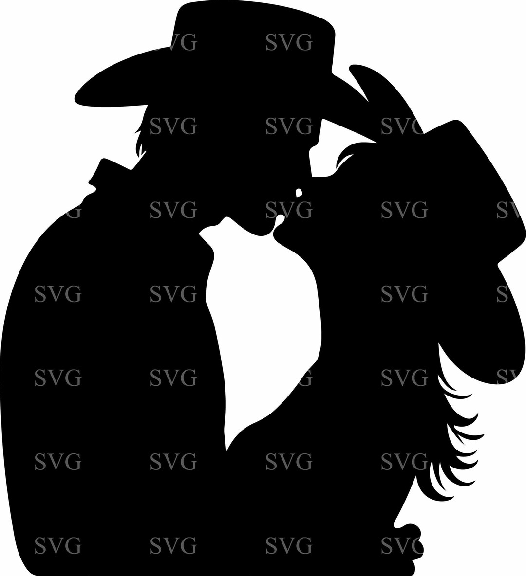4 Cowboy Love SVG 4 Cut File, Romantic Western Couple Silhouette ...
