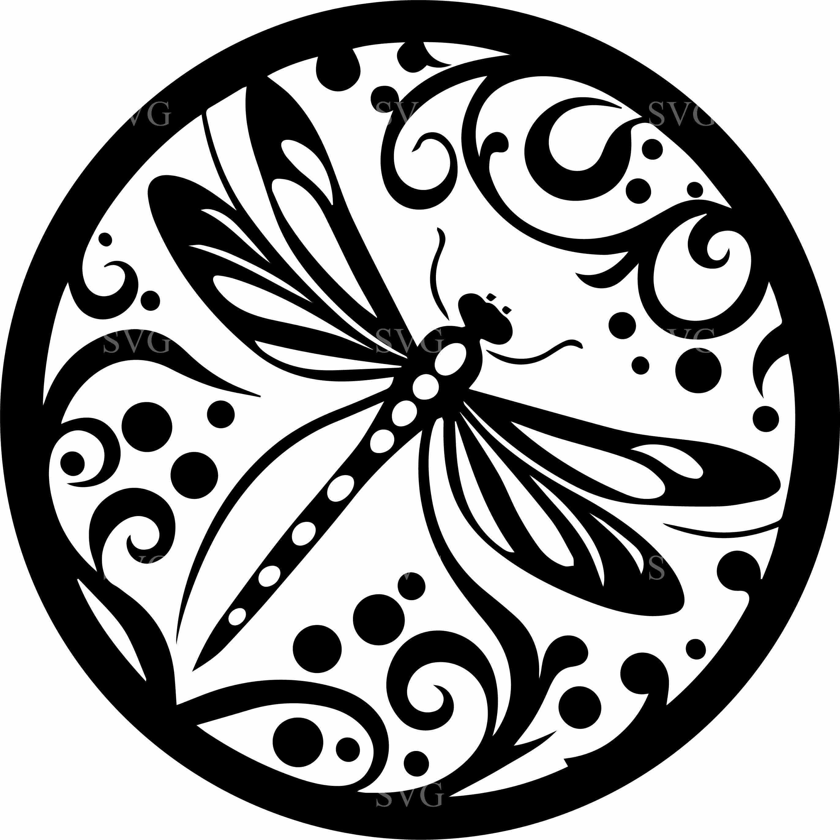 8 Dragonfly SVG – Floral Insect Cut File – Nature Silhouette for Cricut ...